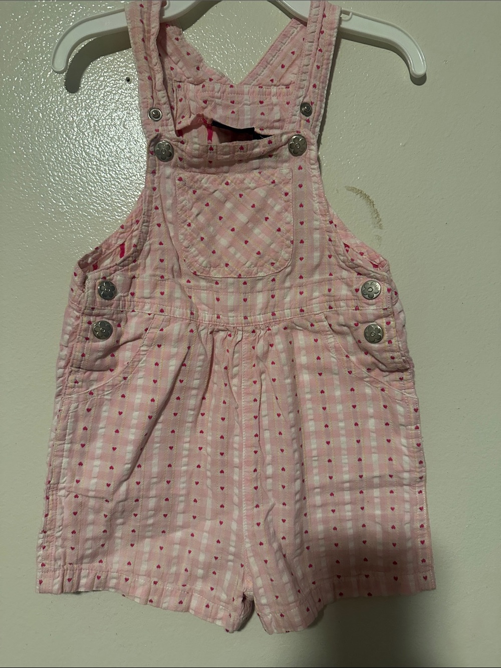 Pink Heart-Print Girls' Overall Shorts - Cute Playtime Style